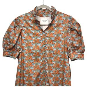 Hyacinth House Floral Puff Sleeve Ruffle Button Midi Dress Louisa Tuckernuck